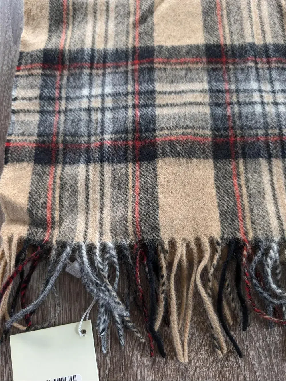 NWT Dunedin Tartan Plaid Scarf Stewart Camel Lambswool Cashmere Scotland